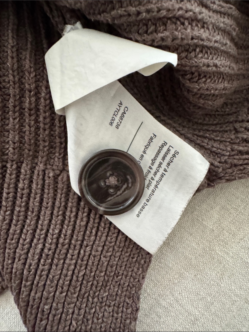 Quince Brown Ribbed Button-Up Collared Sweater - Picture 3 of 7
